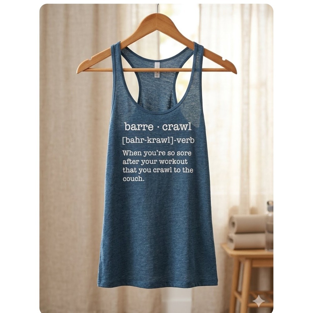 Next Level Barre Crawl Definition Racerback Tank Top Heather Blue Workout S